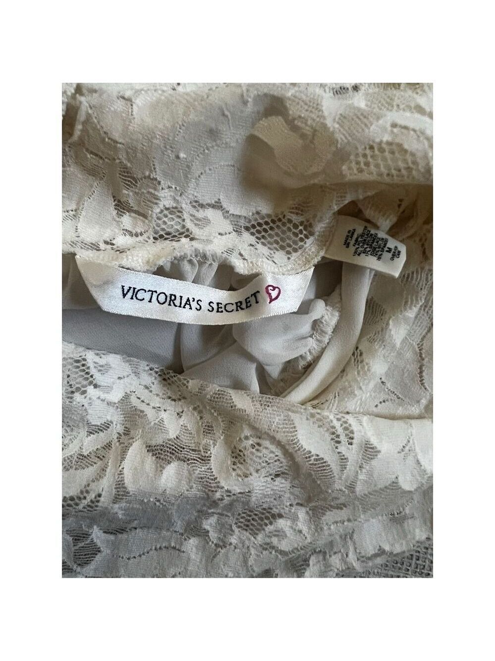 90’ Vintage Victoria's Secret Maxi Dress Nightgown Ivory Floral Lace Plunge Back - Picture 8 of 10